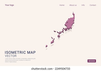 Palau map purple on white background with 3d isometric vector illustration