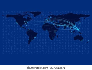 Palau map for technology or innovation or export concepts. Connections of the country to major cities around the world. File is suitable for digital editing and prints of all sizes.