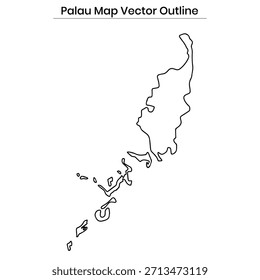 Palau Map Vector Outline Country 