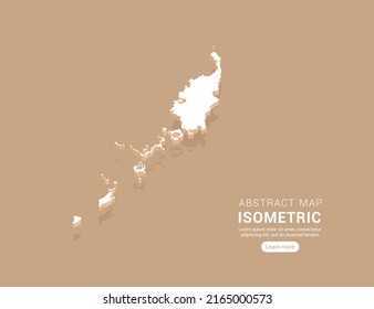 Mapa de palau blanco sobre fondo marrón con vector isométrico.