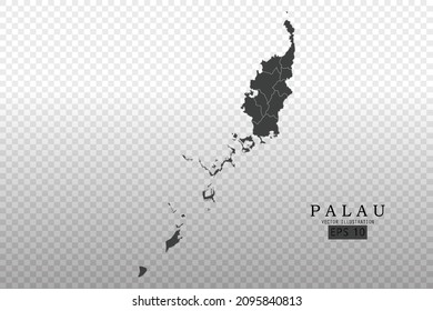 Palau Map - World Map International vector template with High detailed including black and grey outline color isolated on transparent background - Vector illustration eps 10