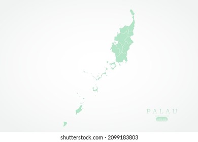 Palau Map - World Map International vector template with High detailed including green and white outline color isolated on white background - Vector illustration eps 10