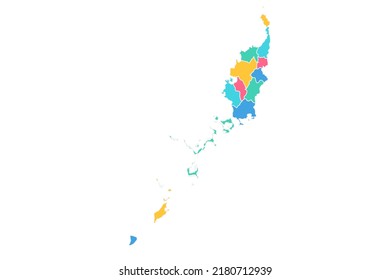 Palau Map - World Map International vector template with High detailed including blue, green, pink, and yellow outline color isolated on white background - Vector illustration eps 10