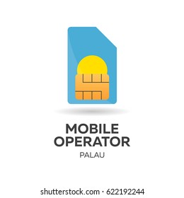 Palau mobile operator. SIM card with flag. Vector illustration