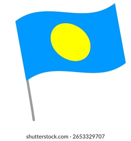 Bandeira nacional de Palau flutters com mastro