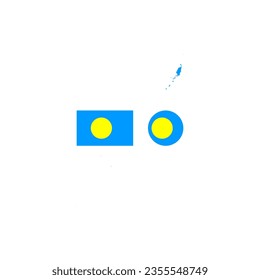Palau national map and flag vectors set....