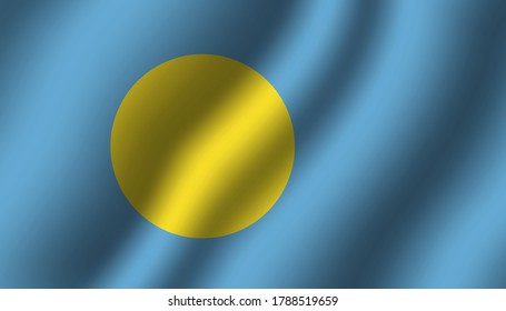 palau national wavy flag vector illustration. textile fabric close up mode