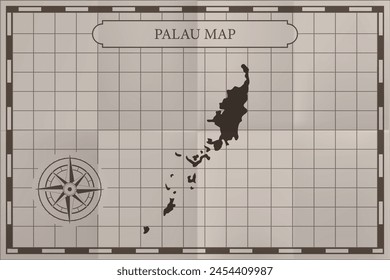 Palau old classic country map. Vintage antique map paper style.