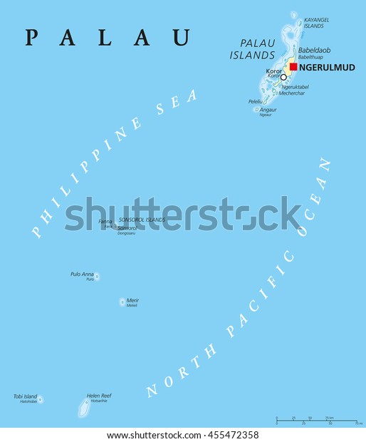 Palau Political Map Capital Ngerulmud Republic Stock Vector (Royalty ...