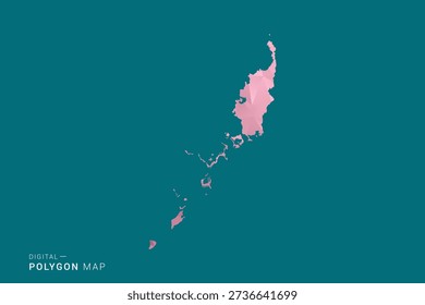 Palau polygon map vector illustration in low poly geometric style, soft pastel colors with pink and teal green tones, clean silhouette on solid background, ideal for infographic.