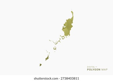 Palau polygon map vector illustration in low poly geometric style, soft pastel colors with Olive green, clean silhouette on solid background, ideal for infographic.