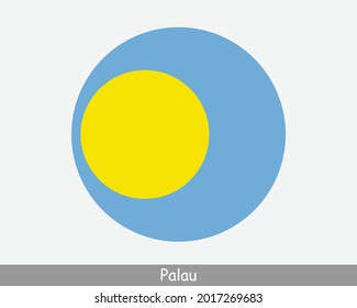 Palau Round Circle Flag. Palauan Circular Button Banner Icon. EPS Vector