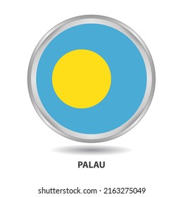 Palau round flag design is used as badge, button, icon, wall painting