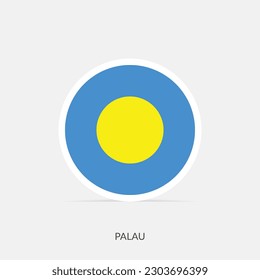 Palau round flag icon with shadow.