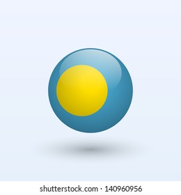 Palau round flag. Vector illustration.