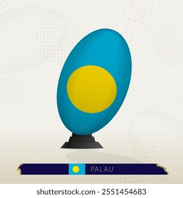 Palau Rugby Ball on Rugby Kicking Tees with Modern Design. Illustration perfect for sports, national pride, and rugby-related projects.