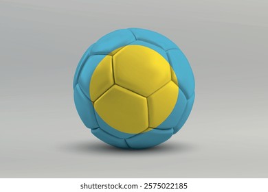 Palau soccer ball featuring the national flag design on a gray background