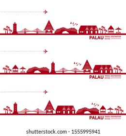 Palau travel destination grand vector illustration.