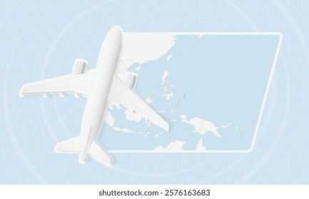 Palau Travel Illustration with Plane and National Flag. Ideal for travel agencies, promotional materials, or geographic content related to Palau.