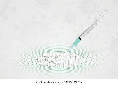 Palau vaccination concept, vaccine injection in map of Palau. Vaccine and vaccination against coronavirus, COVID-19. Vector template about Healthcare.