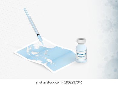 Palau Vaccination, Injection with COVID-19 vaccine in Map of Palau. Vaccination Concept Illustration.