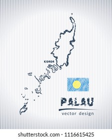 Palau vector chalk drawing map isolated on a white background
