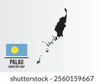 Palau vector map with flag next to it. Palau map with national flag isolated on white background. Vector illustration.