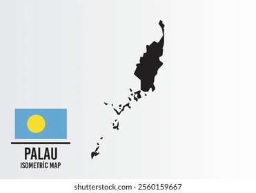 Palau vector map with flag next to it. Palau map with national flag isolated on white background. Vector illustration.