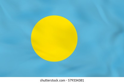 Palau waving flag. Palau national flag background texture. Vector illustration.