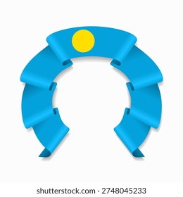 Palauan flag circular wavy ribbon, symbolizing national pride, ideal for patriotic badges, certificates, or cultural design themes. Vector illustration.