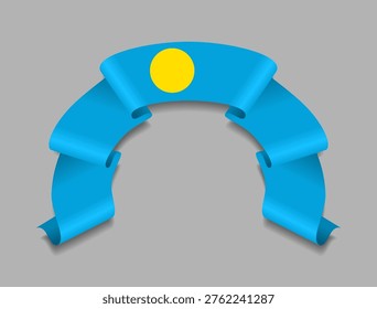 Palauan flag circular wavy ribbon, symbolizing national pride, ideal for patriotic badges, certificates, or cultural design themes. Vector illustration.