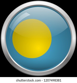 Palauan flag glass button vector illustration
