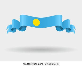 Palauan flag wavy abstract background. Vector illustration.