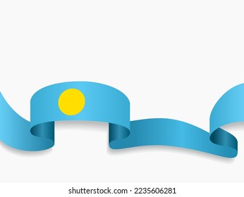 Bandera palauana ondeando fondo abstracto. Ilustración vectorial.
