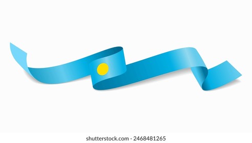 Fondo abstracto ondulado de la bandera palauana. Ilustración vectorial.
