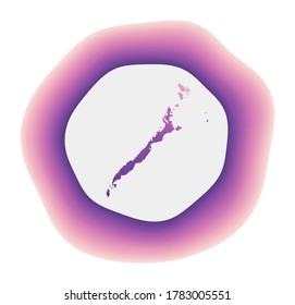 Palawan icon. Colorful gradient logo of the island. Purple and red Palawan rounded sign with map for your design. Vector illustration.