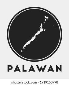 Palawan icon. Round logo with island map and title. Stylish Palawan badge with map. Vector illustration.