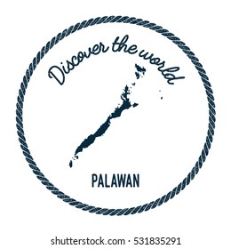 Palawan map in vintage discover the world rubber stamp. Hipster style nautical postage Palawan stamp, with round rope border. Palawan map vector illustration.