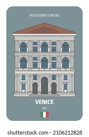 Palazzo Grimani di San Luca in Venice, Italy. Architectural symbols of European cities. Colorful vector 