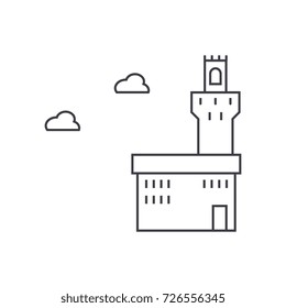 palazzo vecchio vector line icon, sign, illustration on background, editable strokes