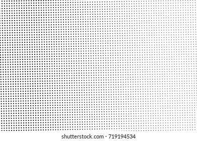 Pale black and white dotted halftone vector background. Halftone pattern. Black dot ornament. Horizontal dotted print. Vintage halftone gradient. Pop art dotted texture. Halftone banner template