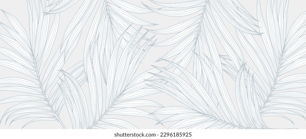 Pale blue abstract tropical vector background with palm leaves. Background for decor, covers, cards and presentations