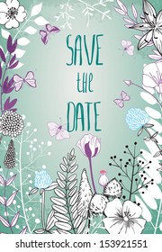 Pale blue background with field flowers