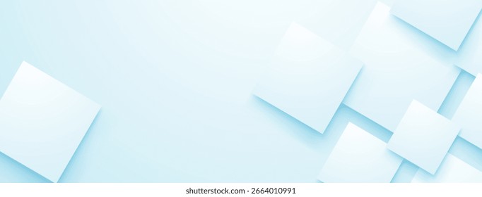 Fondo azul pálido con cuadrados blancos y azul claro en capas.
