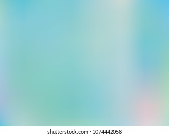 Pale blue background. Light blur backdrop. Delicate pattern. Abstract sky. Vector  holographic texture. Bright fluid liquid. Neon holography, smooth blur backdrop.  Hologram glitch effect. 