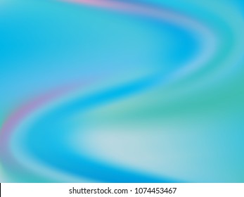 Pale blue background. Light blur backdrop. Delicate pattern. Abstract sky. Vector  holographic texture. Bright fluid liquid. Neon holography, smooth blur backdrop.  Hologram glitch effect. 