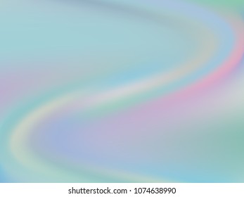 Pale blue background. Light blur backdrop. Delicate pattern. Abstract sky. Vector  holographic texture. Bright fluid liquid. Neon holography, smooth blur backdrop.  Hologram glitch effect. 