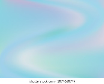 Pale blue background. Light blur backdrop. Delicate pattern. Abstract sky. Vector  holographic texture. Bright fluid liquid. Neon holography, smooth blur backdrop.  Hologram glitch effect. 