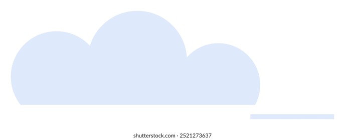 Pale blue cloud shape with a straight line beneath on a blank background. Ideal for weather, nature, minimalism, simplicity, and web design themes. Cartoonish style.