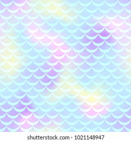 Pale blue mermaid vector background. Cold gamma iridescent background. Fish scale pattern. Mermaid seamless pattern tile. Holographic gradient. Mermaid skin seamless pattern. Mermaid wrapping paper